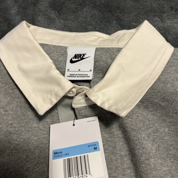 Medium Nike Sportswear Rugby Top Solo Swoosh Men's Long Sleeve DQ5221 -030 - Picture 4 of 9